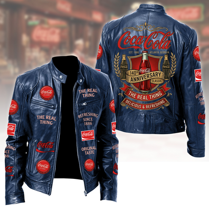 Cola EST. 1886 Collar Leather Jacket