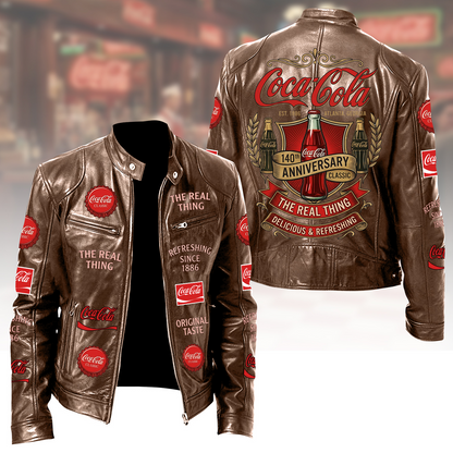 Cola EST. 1886 Collar Leather Jacket