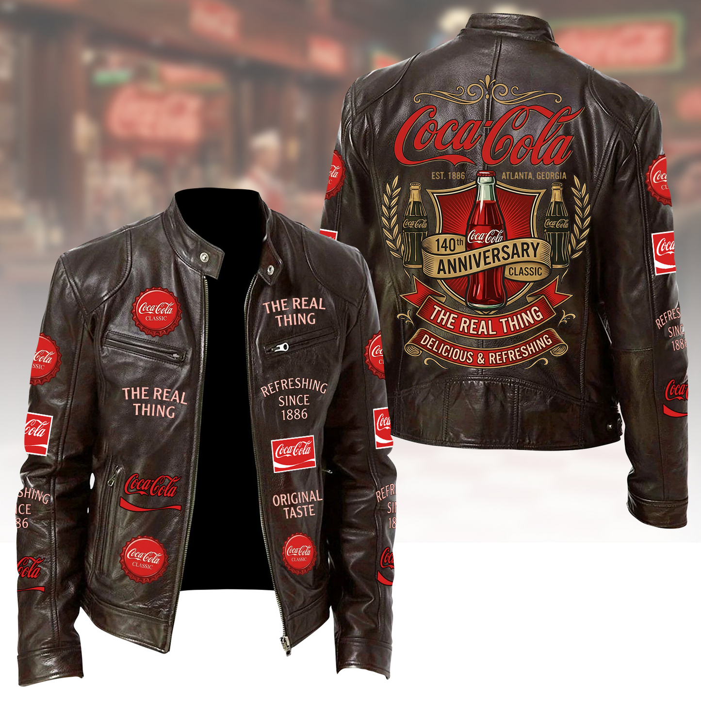 Cola EST. 1886 Collar Leather Jacket