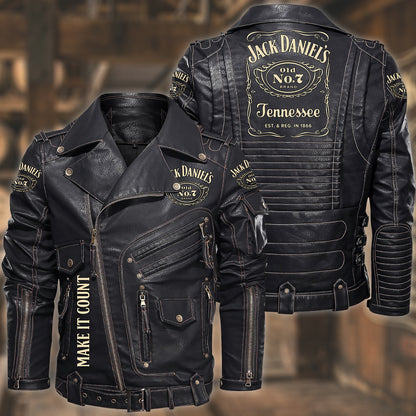 Jack Dani Old No.7 Brand Belt Solid Zipper Street Leather Jacket