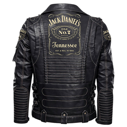 Jack Dani Old No.7 Brand Belt Solid Zipper Street Leather Jacket