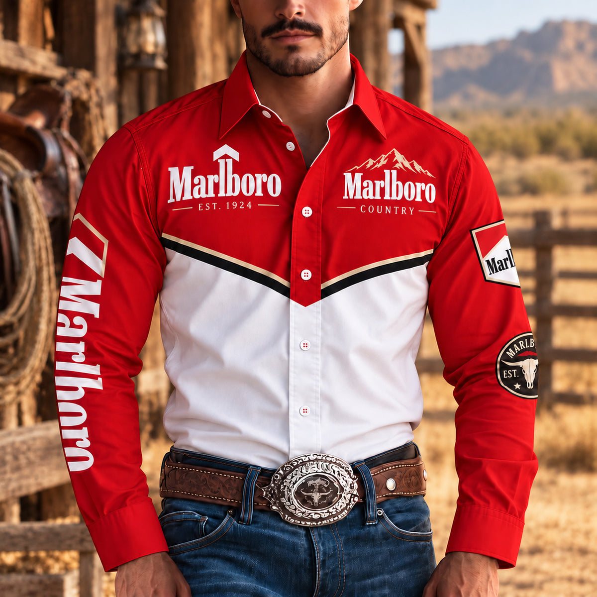 Marlbor Country Vintage Western Button-Up Shirt