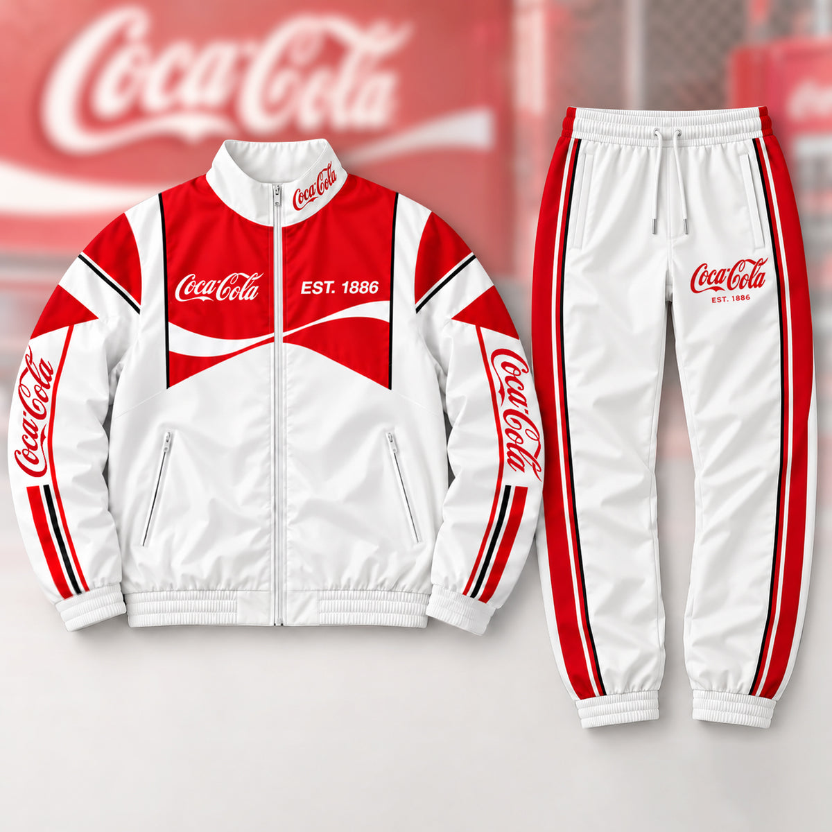 Cola EST. 1886 Zipper Stand Collar Jacket & Sweatpants Set