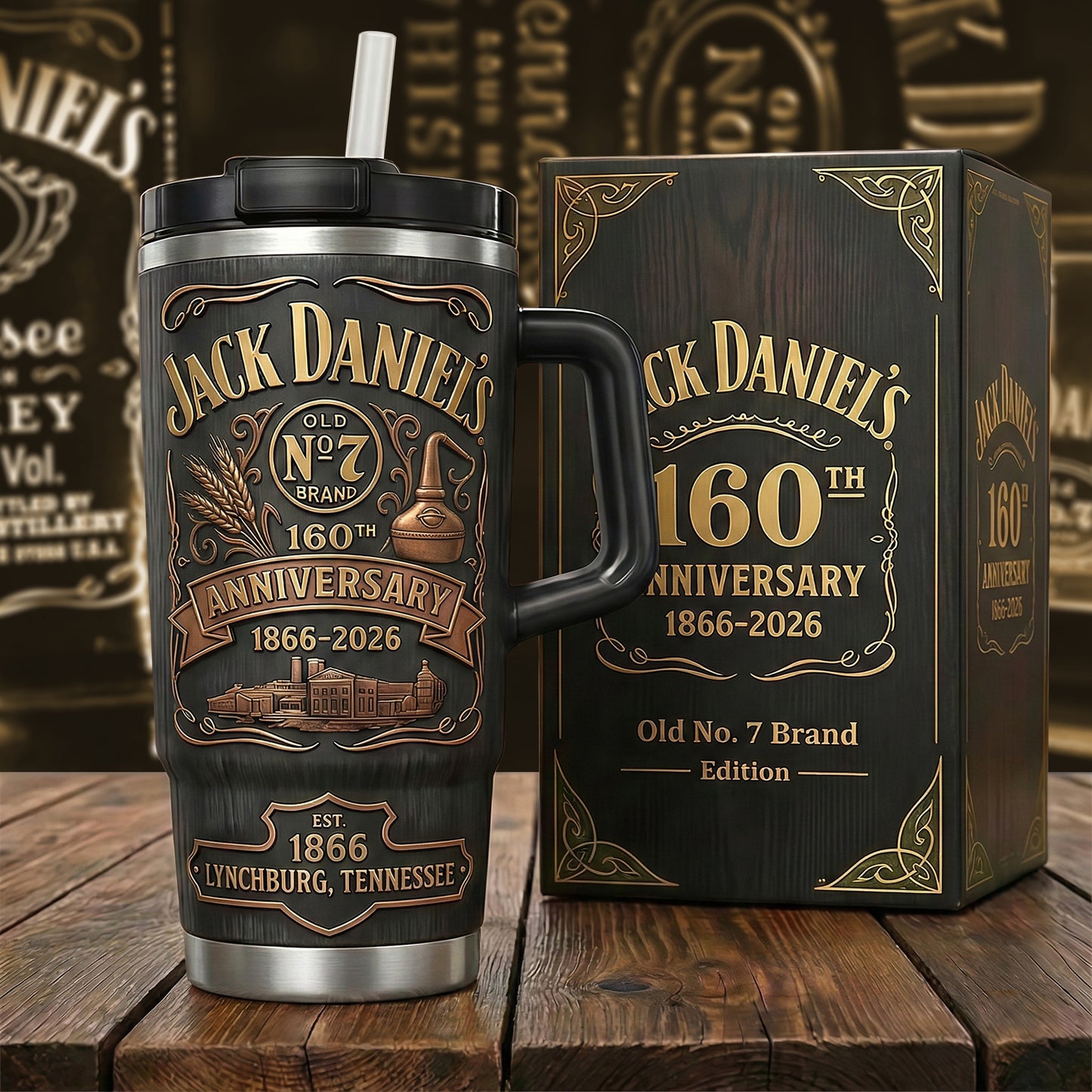 Jack Dani 160TH Anniversary Insulated Tumbler 30oz V6 , Jack Dani Tumbler 40oz