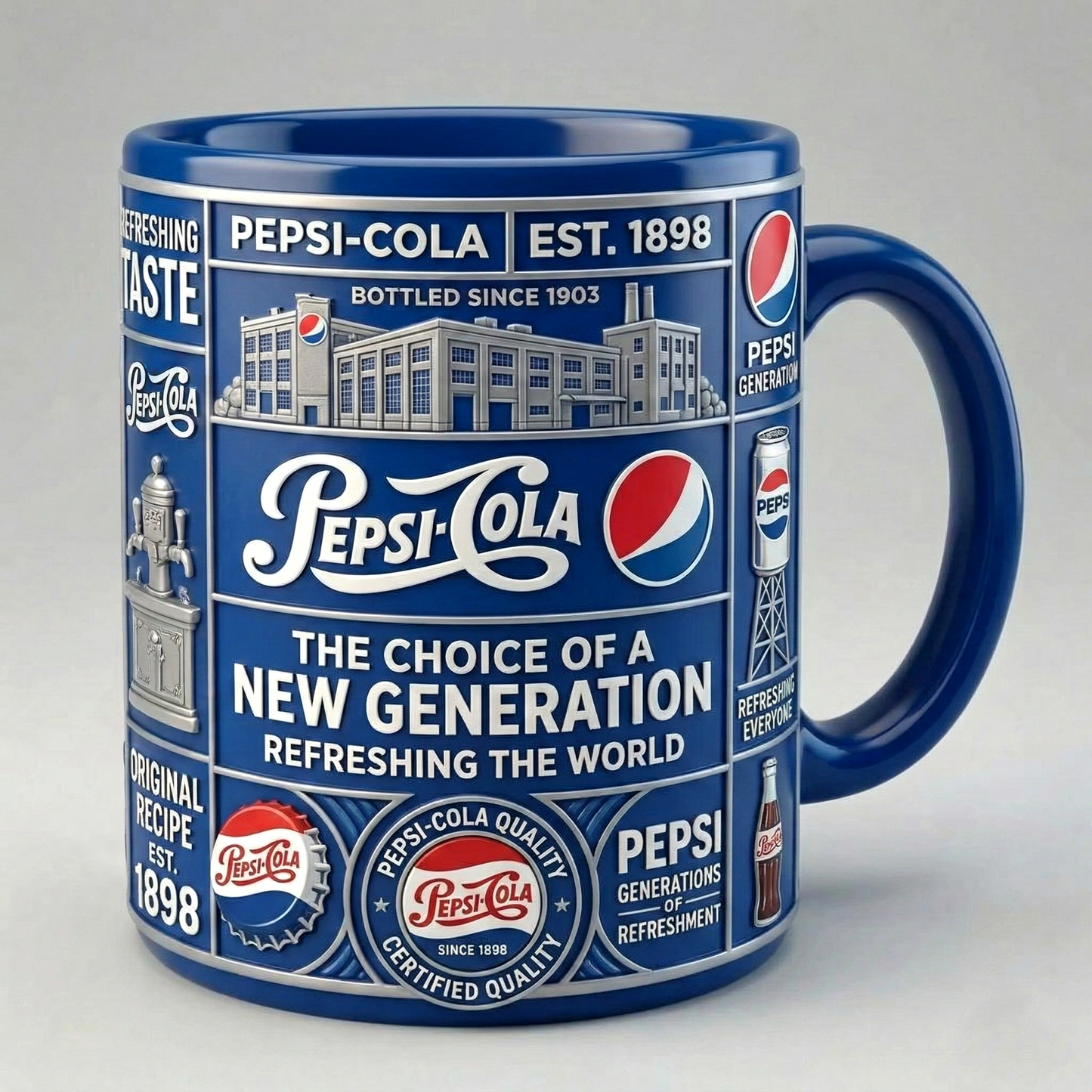 Pepsi EST. 1898 Accent Mug , Cream Mug Gifts , Holiday Gifts