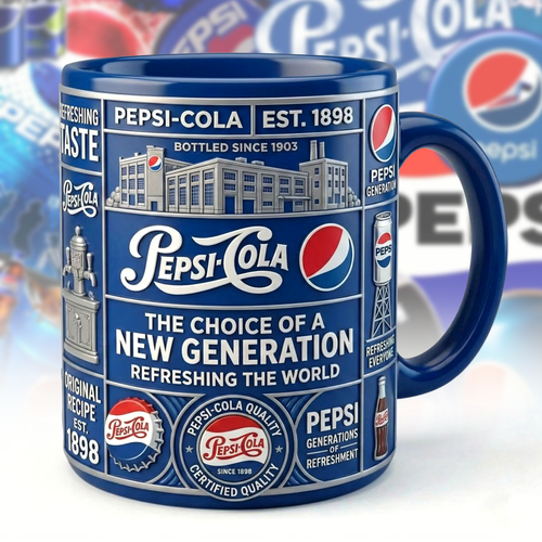 Pepsi EST. 1898 Accent Mug , Cream Mug Gifts , Holiday Gifts