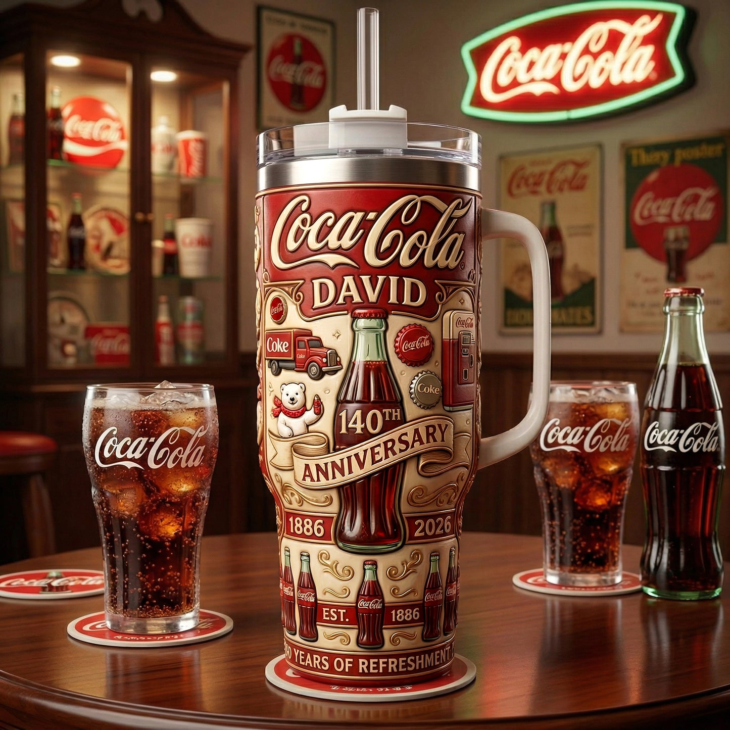 Personalized Cola 140th Anniversary Insulated Tumbler 30oz V10 , Cola Tumbler 40oz