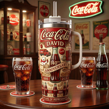 Personalized Cola 140th Anniversary Insulated Tumbler 30oz V10 , Cola Tumbler 40oz