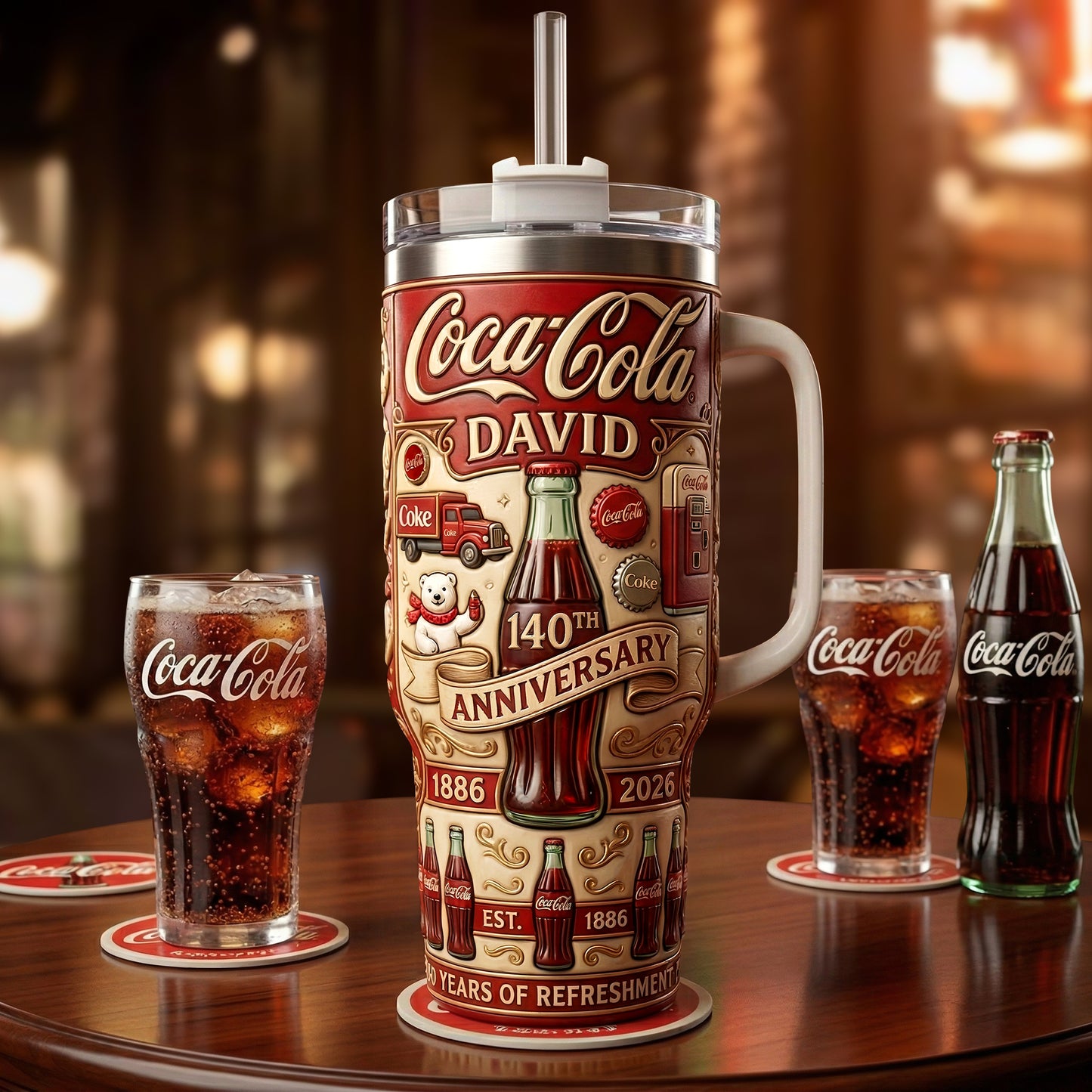 Personalized Cola 140th Anniversary Insulated Tumbler 30oz V10 , Cola Tumbler 40oz