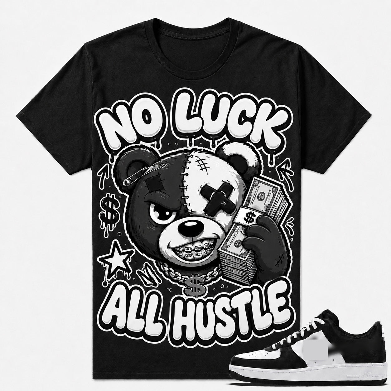 NO LUCK ALL HUSTLE Shirt To Match AF 1 Low, AF 1 Low Matching Shirt