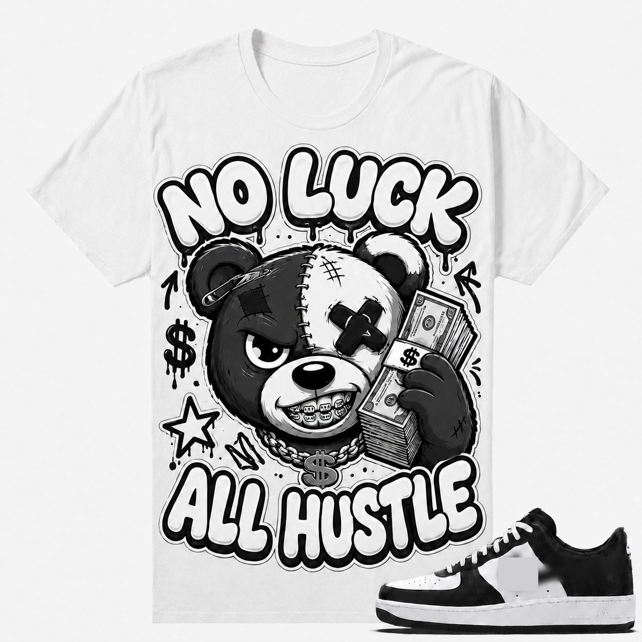 NO LUCK ALL HUSTLE Shirt To Match AF 1 Low, AF 1 Low Matching Shirt