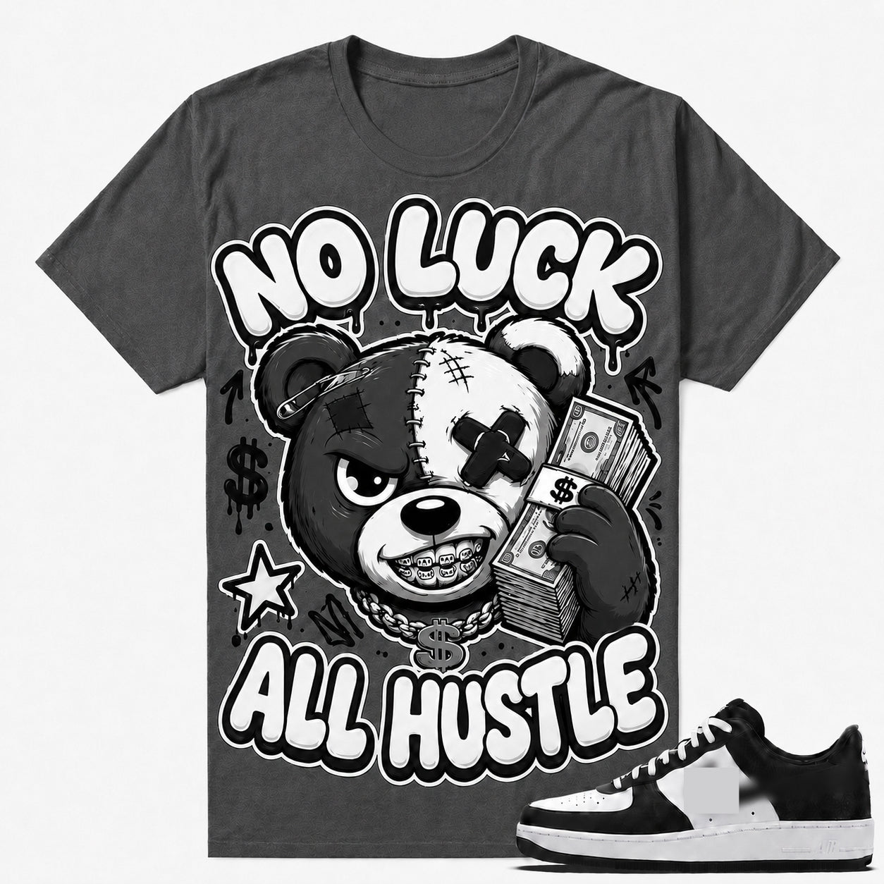 NO LUCK ALL HUSTLE Shirt To Match AF 1 Low, AF 1 Low Matching Shirt