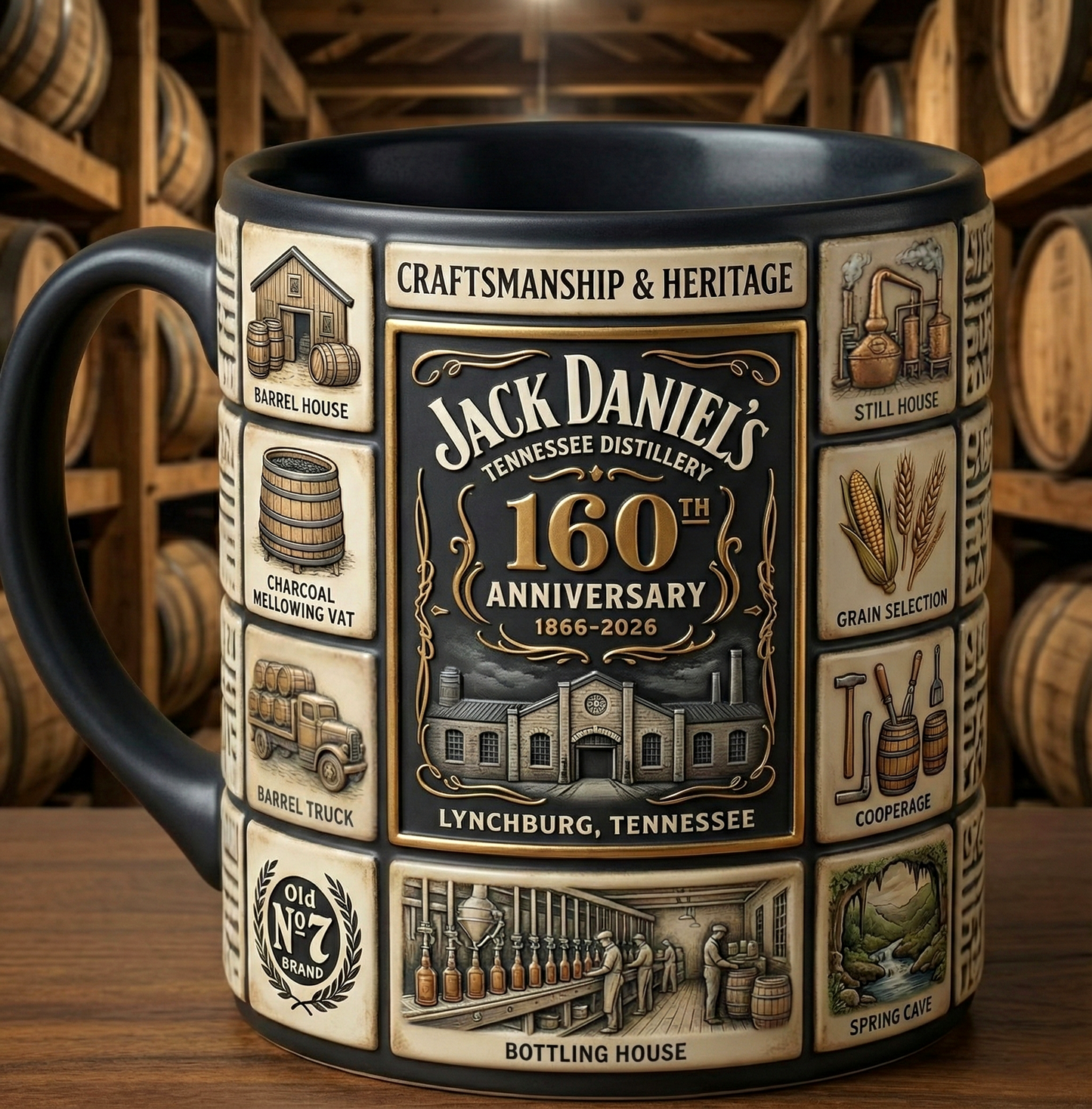Jack Dani 160TH Anniversary Accent Mug , Cream Mug Gifts , Holiday Gifts