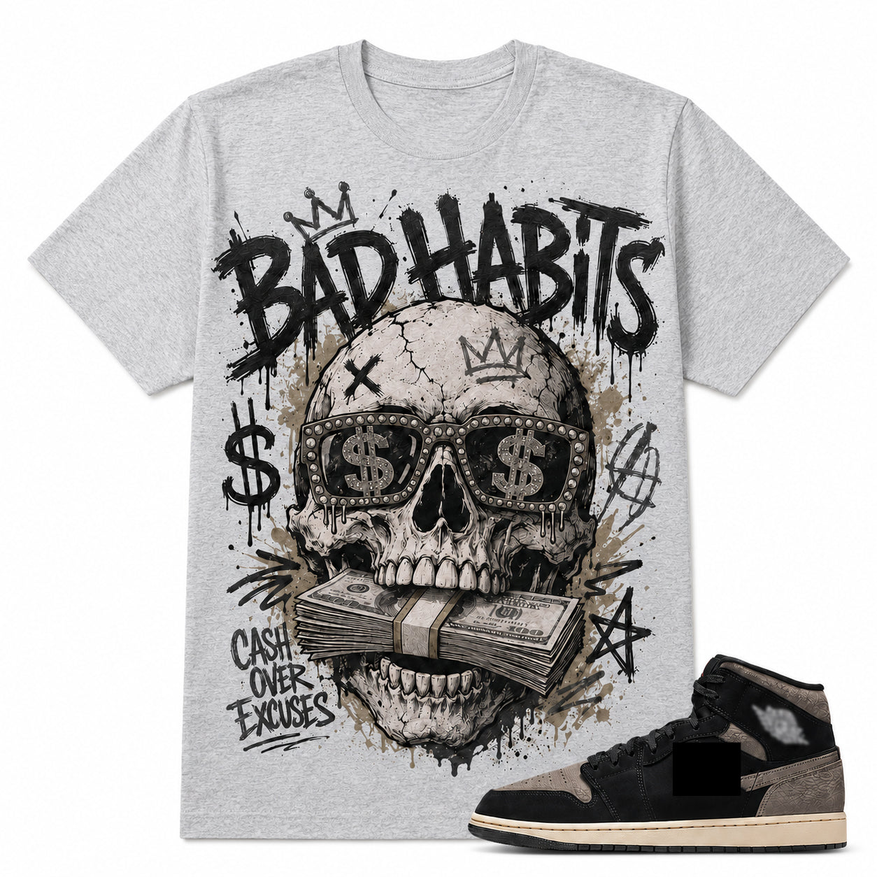 BAD HABITS Shirt To Match AJ 1 Mid, AJ 1 Mid Matching Shirt