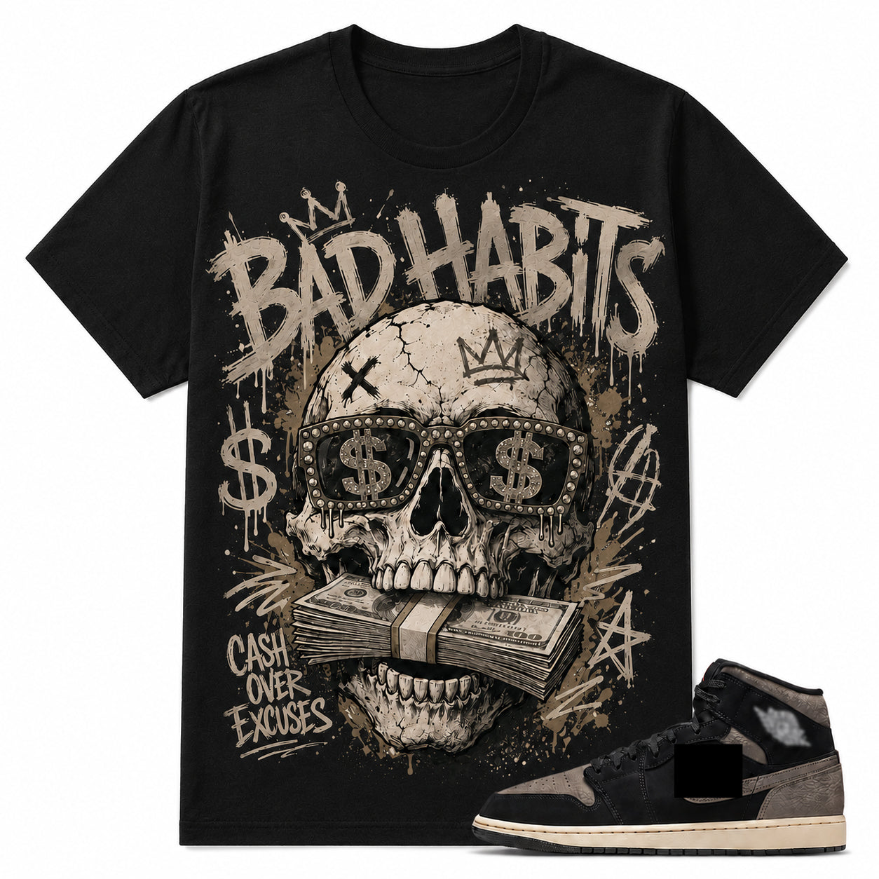 BAD HABITS Shirt To Match AJ 1 Mid, AJ 1 Mid Matching Shirt