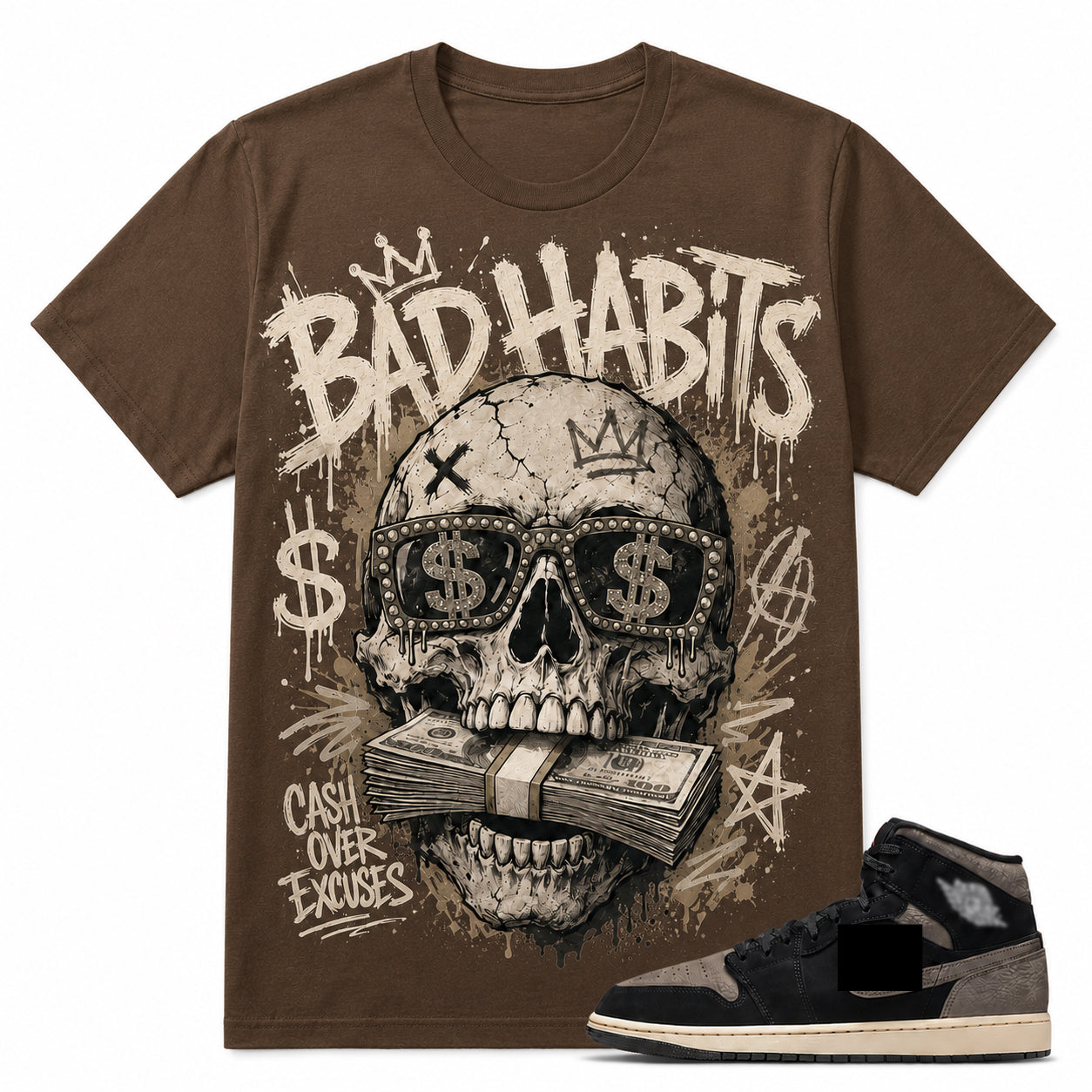 BAD HABITS Shirt To Match AJ 1 Mid, AJ 1 Mid Matching Shirt