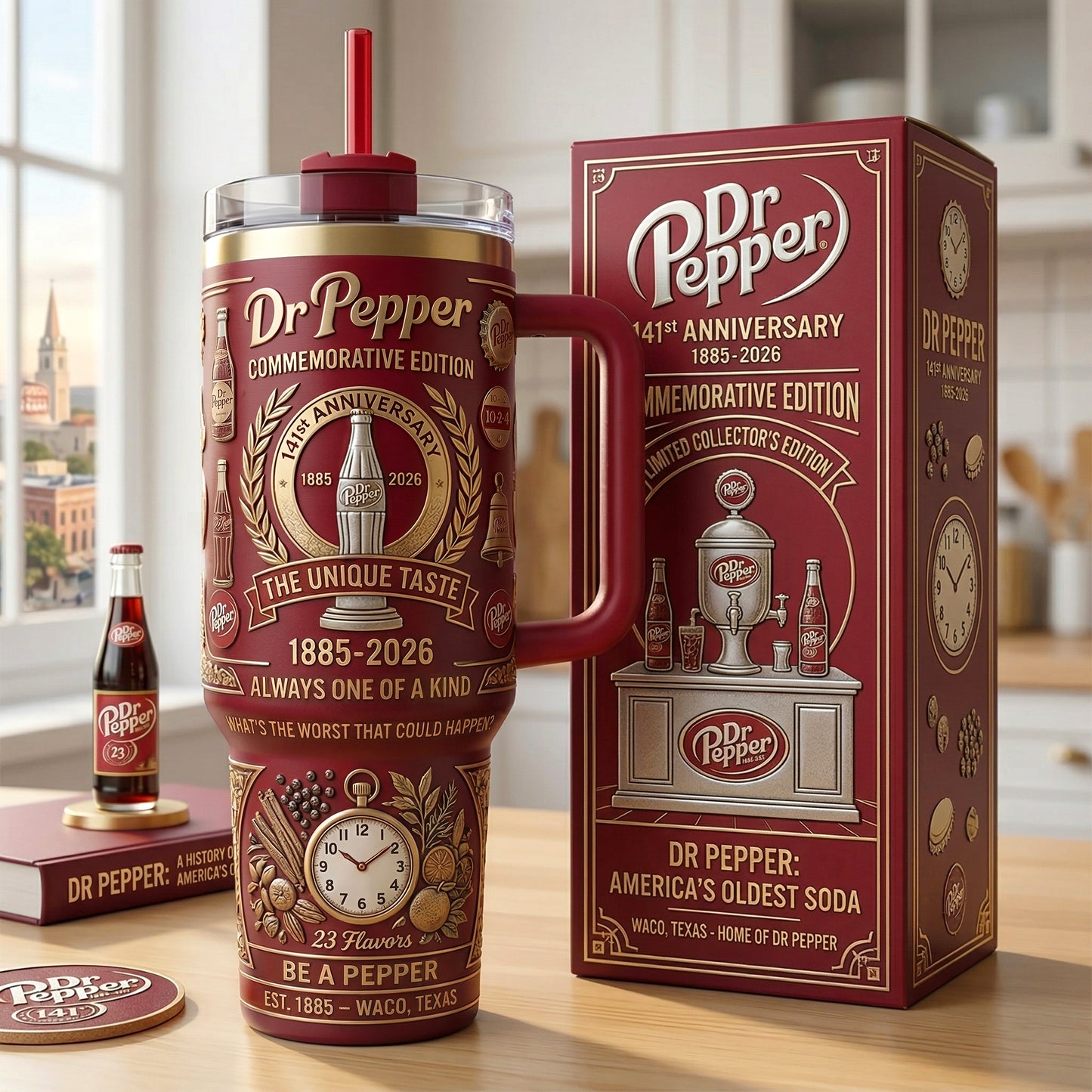 Dr Pepper 141st Anniversary Insulated Tumbler 30oz V5, Dr Pepper Tumbler 40oz