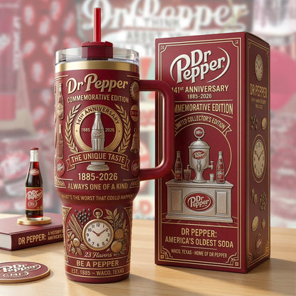 Dr Pepper 141st Anniversary Insulated Tumbler 30oz V5, Dr Pepper Tumbler 40oz
