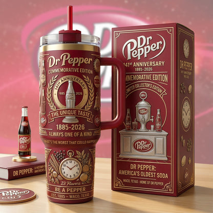 Dr Pepper 141st Anniversary Insulated Tumbler 30oz V5, Dr Pepper Tumbler 40oz
