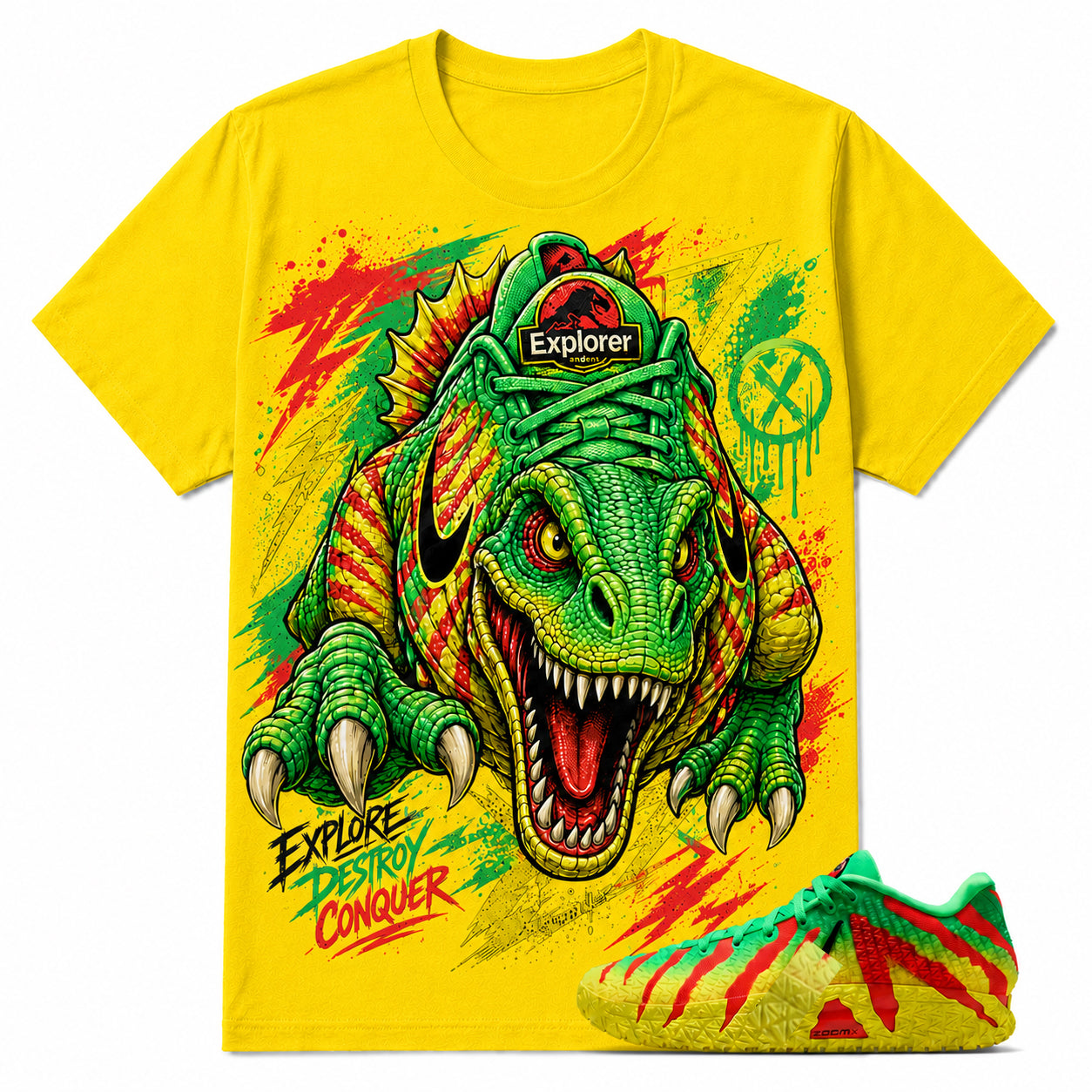 EXPLORE DESTROY CONQUER Shirt To Match JD 3 X JRASIC PAK, JD 3 Matching Shirt