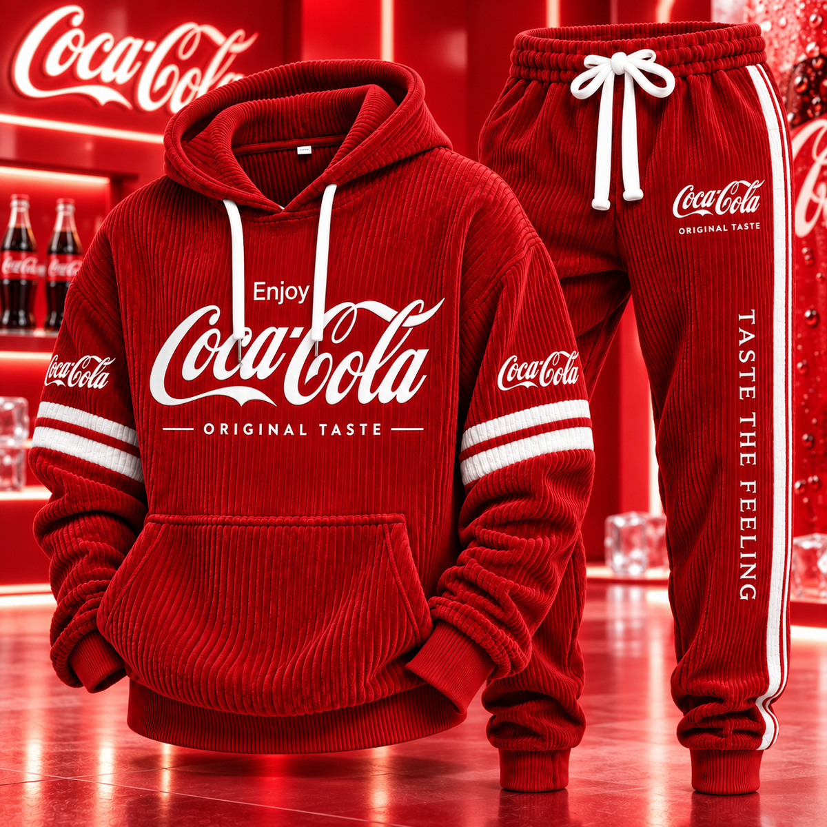 Cola Original Taste All Over Printed Hoodie And Sweatpants Set V4