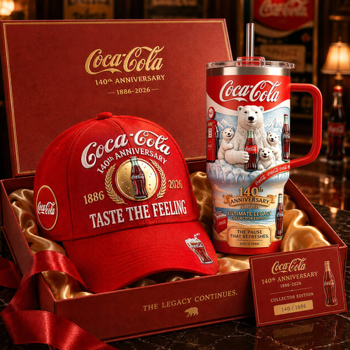 Coca-Cola 140th Anniversary Cap & Tumbler Gift Set, 1886–2026 Collector Edition