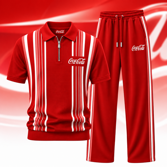 Cola Classic All Over Printed Zip-Polo and Sweatpants Set