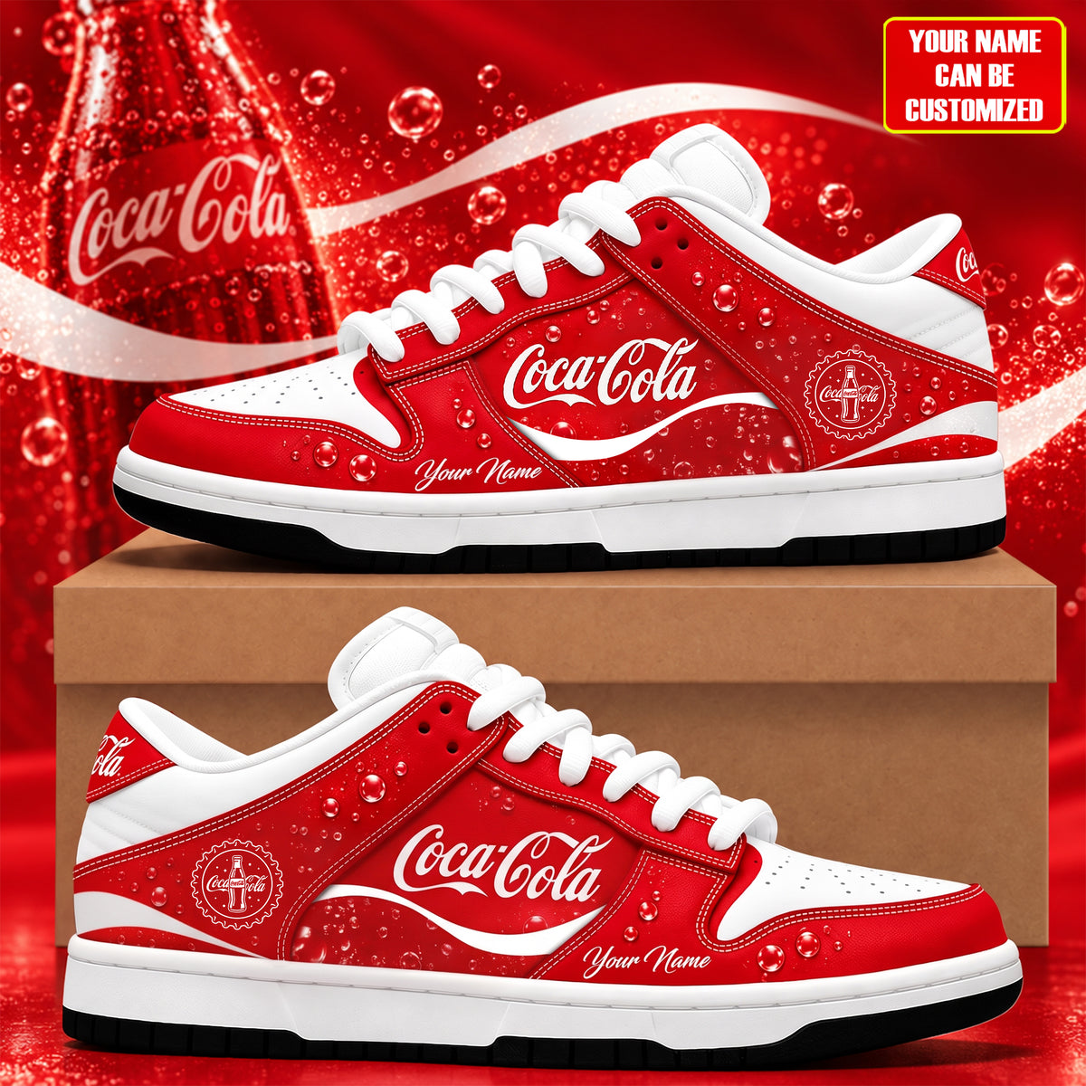 Personalized Cola Classic Sneakers – Custom Name Cola Low Top Shoes