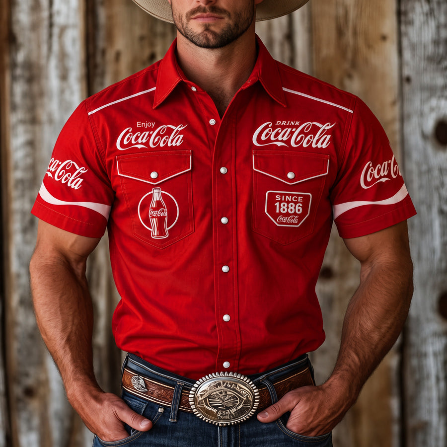 Cola Since 1886 Vintage Western Cowboy Shirt