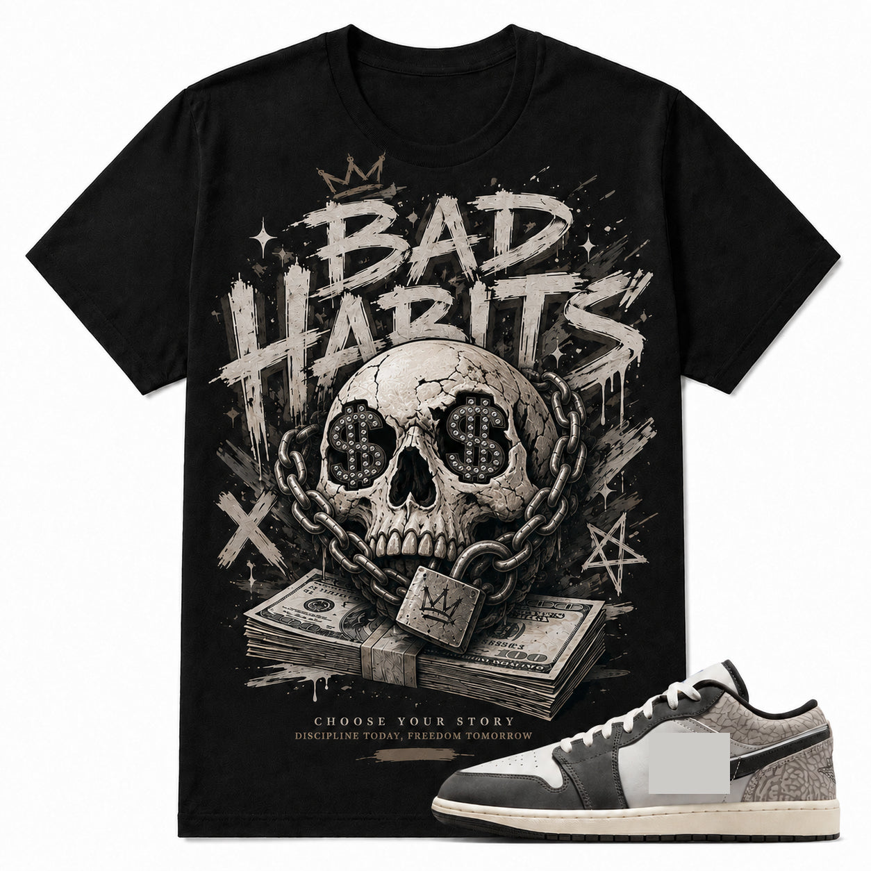BAD HABITS Shirt To Match AJ 1 LOW, AJ 1 LOW Matching Shirt V3