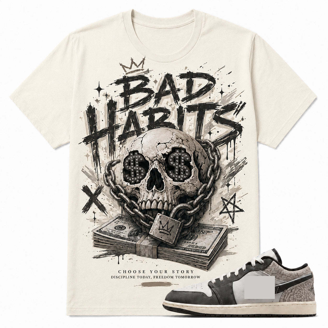 BAD HABITS Shirt To Match AJ 1 LOW, AJ 1 LOW Matching Shirt V3