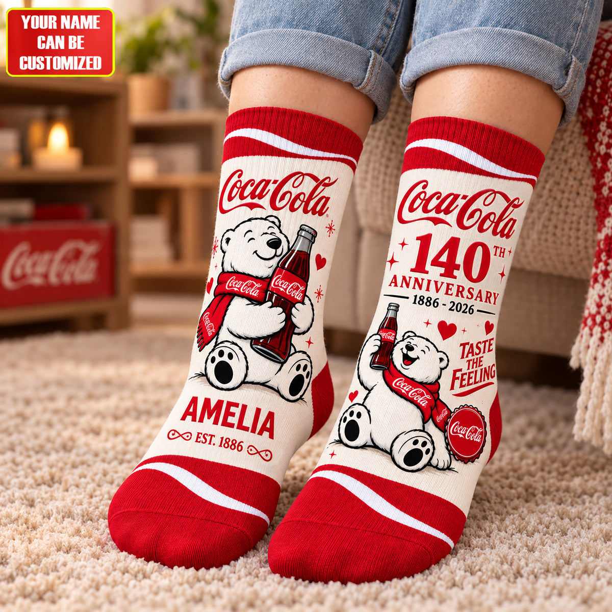 Cola 140th Anniversary Socks – Custom Name Cola Gift