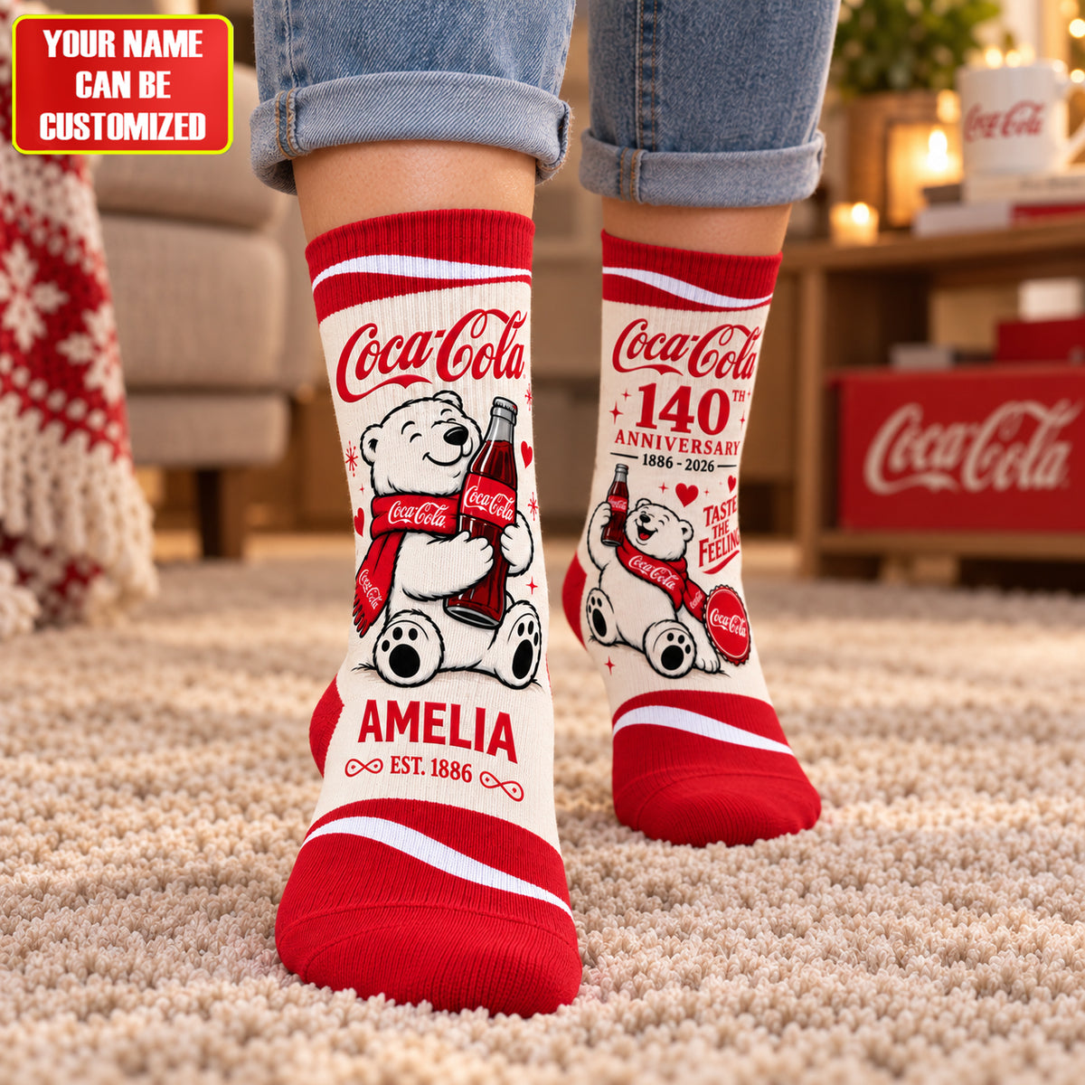 Cola 140th Anniversary Socks – Custom Name Cola Gift