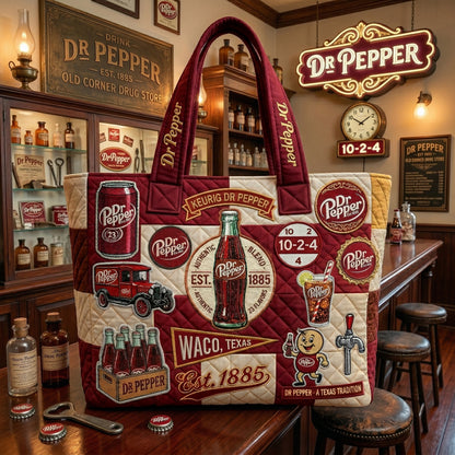 Dr Pepper EST. 1885 Quilted Tote Bag