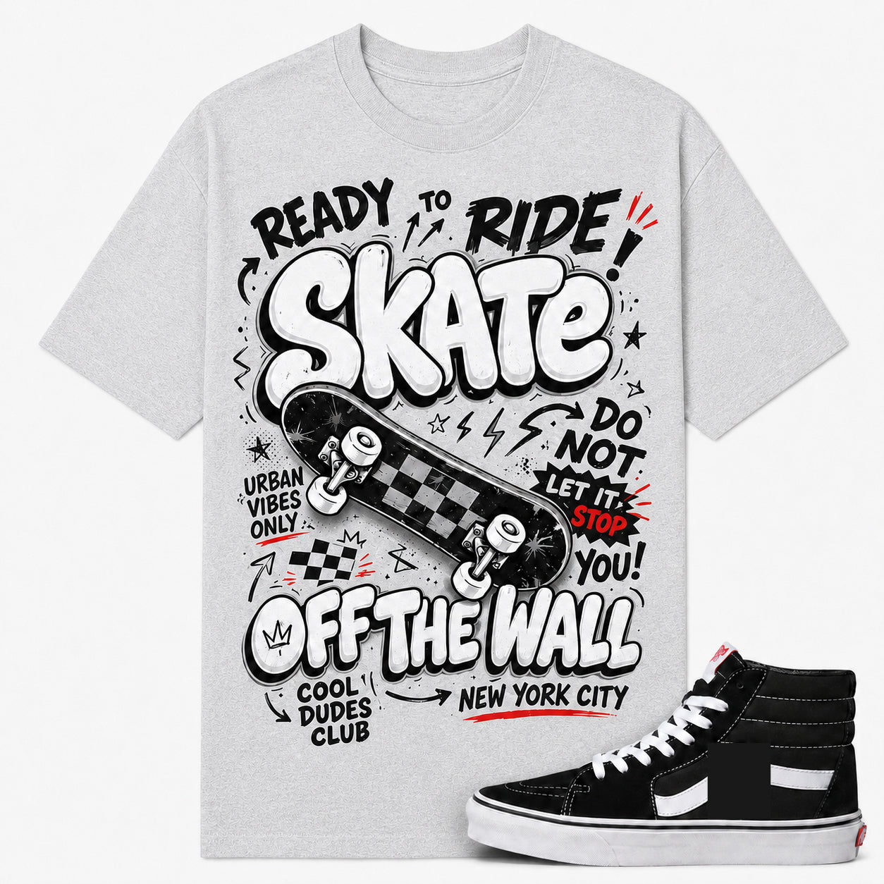 OFF THE WALL Shirt To Match CLASSIC SK8-HI BLACKWHITE, CLASSIC SK8-HI BLACKWHITE Matching Shirt