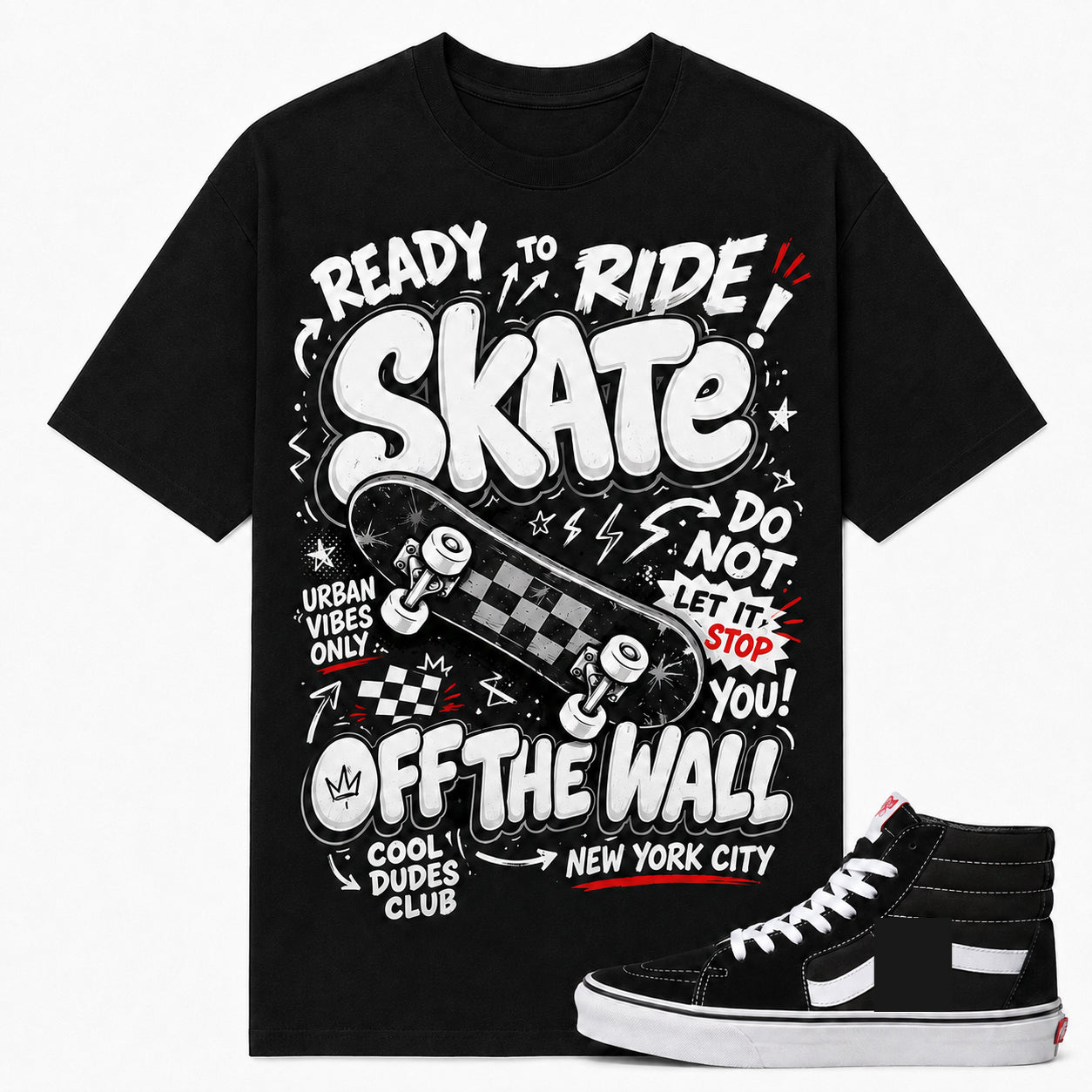 OFF THE WALL Shirt To Match CLASSIC SK8-HI BLACKWHITE, CLASSIC SK8-HI BLACKWHITE Matching Shirt