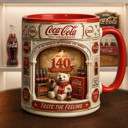 Cola 140th Anniversary Accent Mug V8, Cream Mug Gifts , Holiday Gifts