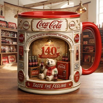 Cola 140th Anniversary Accent Mug V8, Cream Mug Gifts , Holiday Gifts