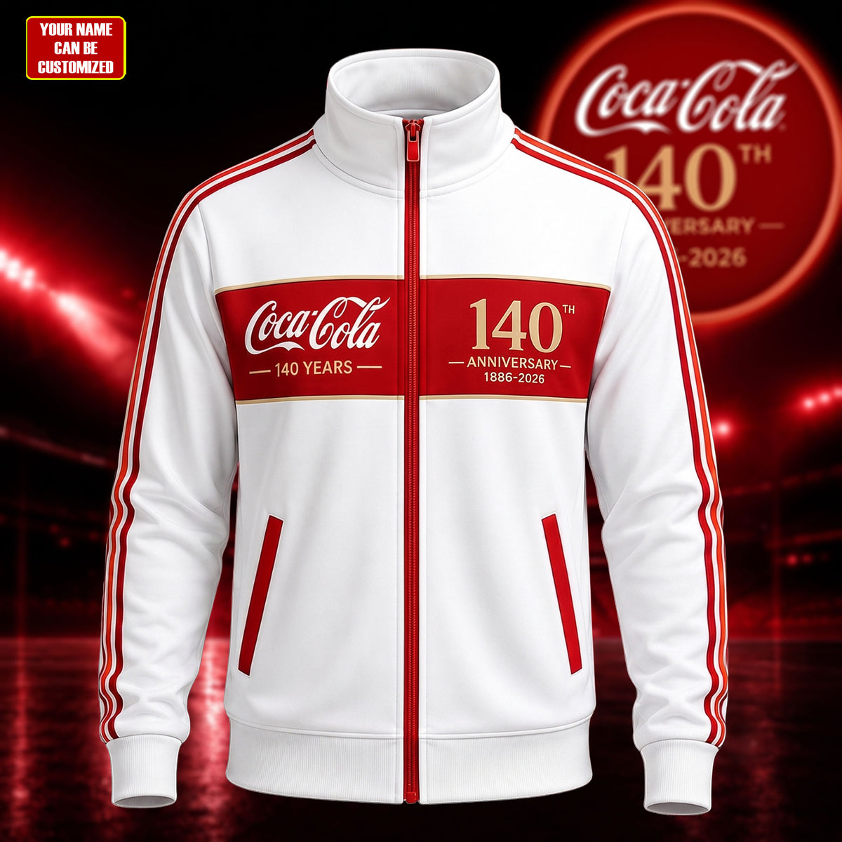 Personalized Cola 140th Anniversary Zipper Stand Collar Jacket V2