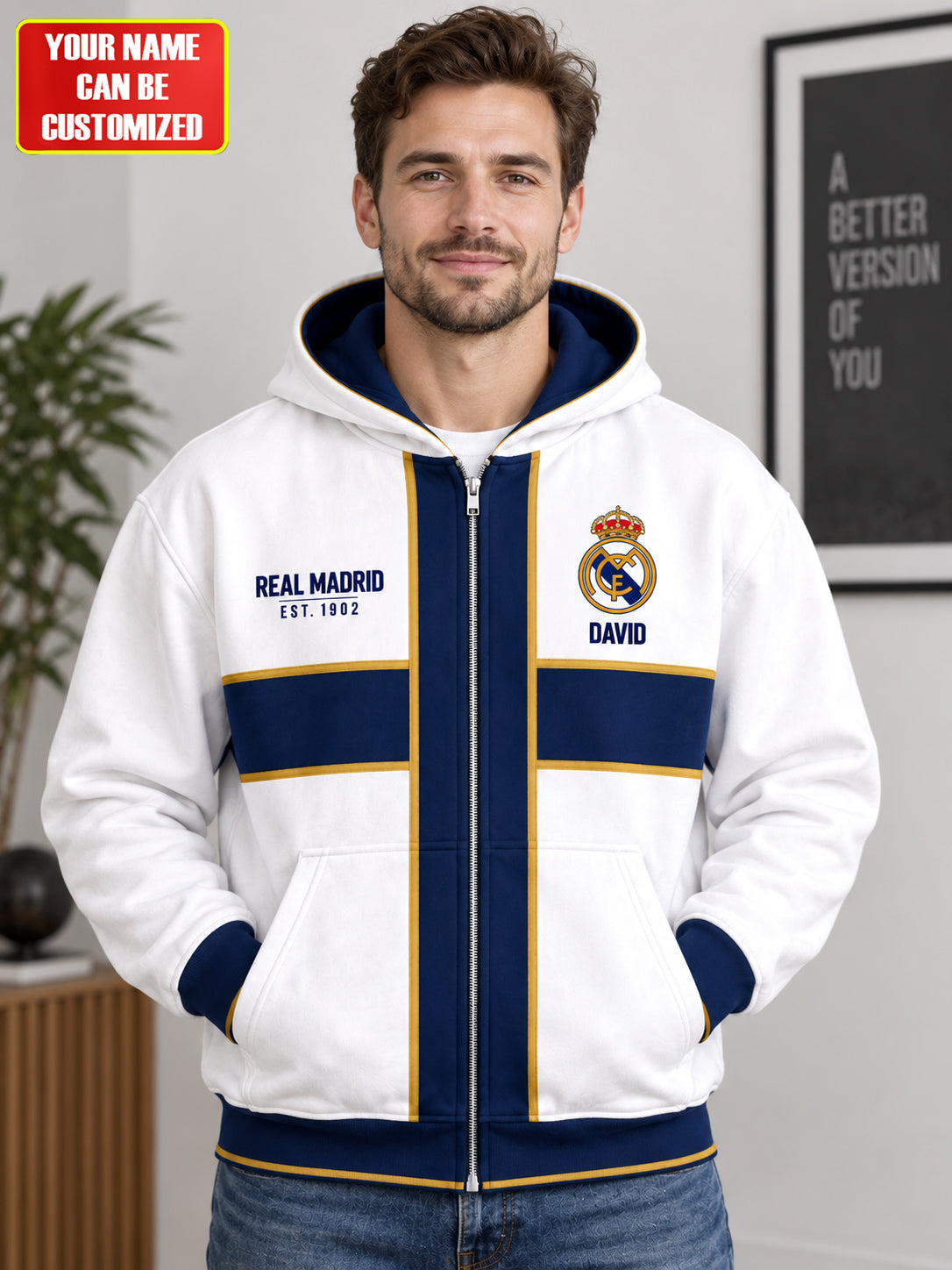 Real C.F. Zip Hoodie , Personalized Real EST. 1902 Zip Hoodie