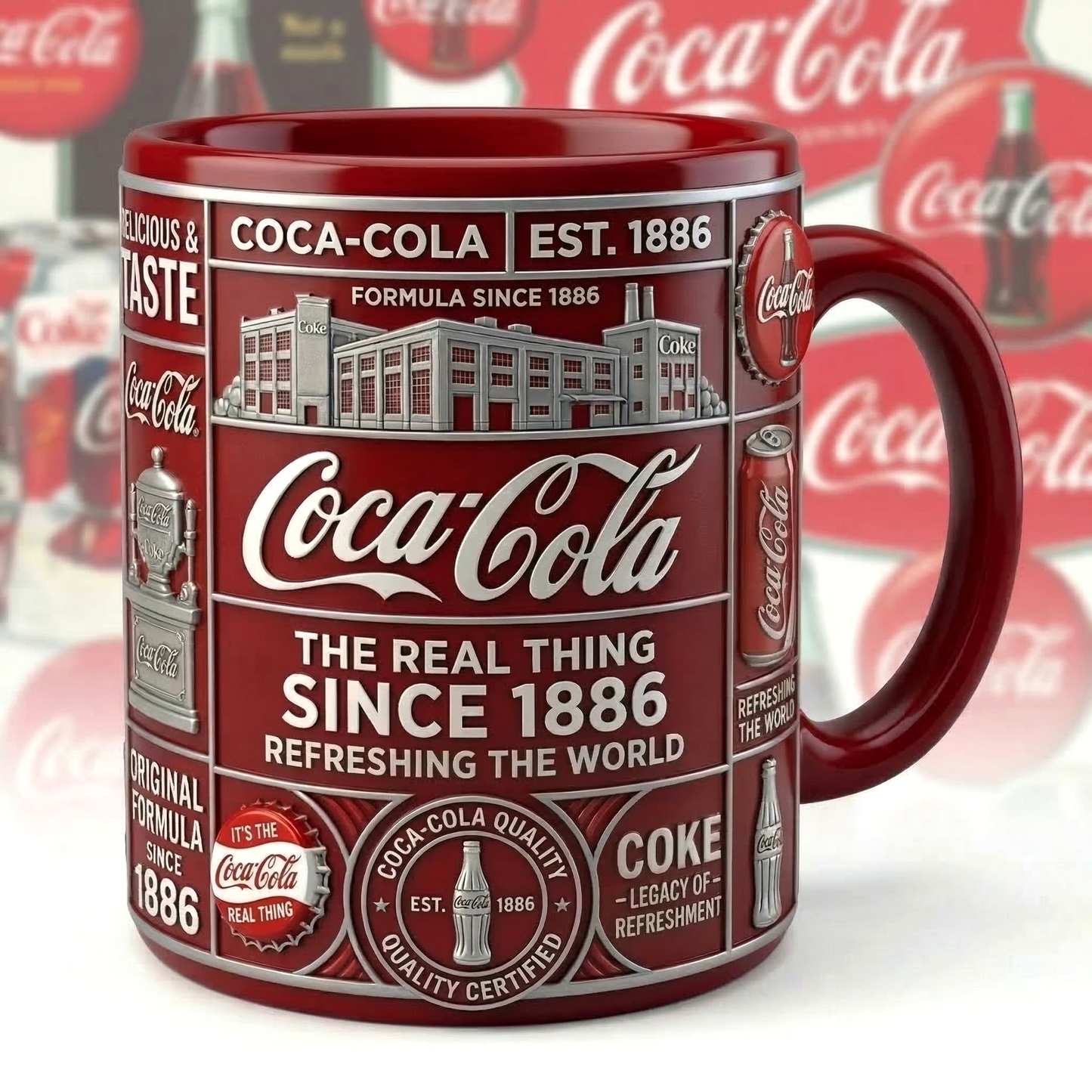 Cola EST. 1886 Accent Mug , Cream Mug Gifts , Holiday Gifts