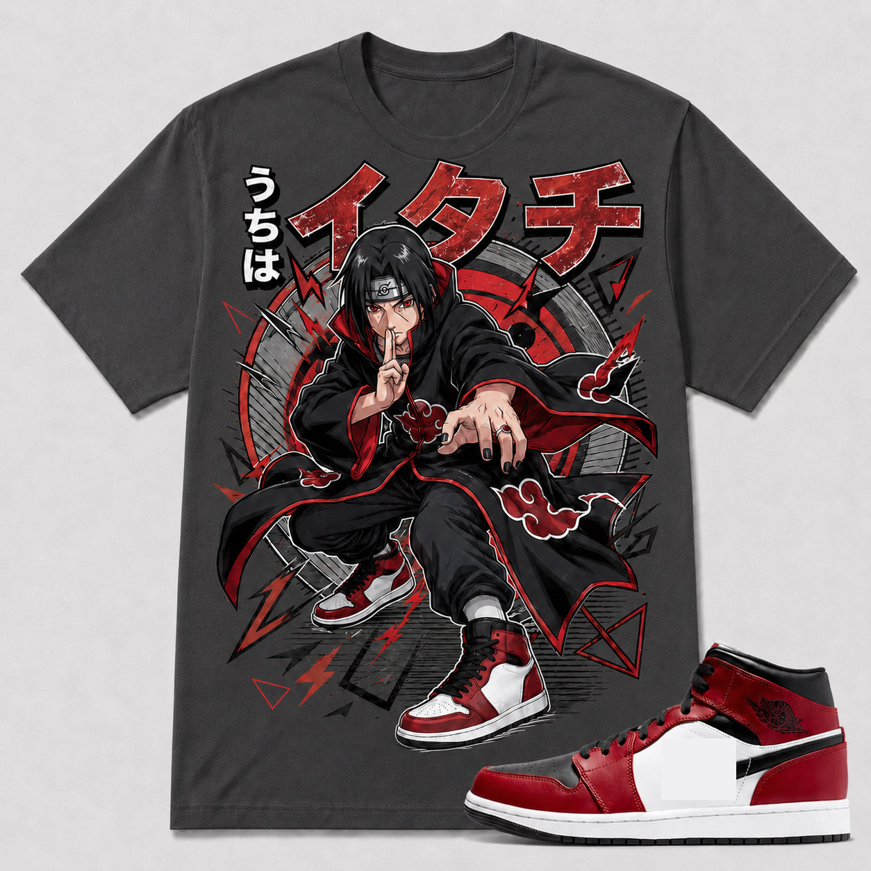 ITACHI AKATSUKI Shirt To Match AJ 1 MID , AJ 1 Matching Shirt