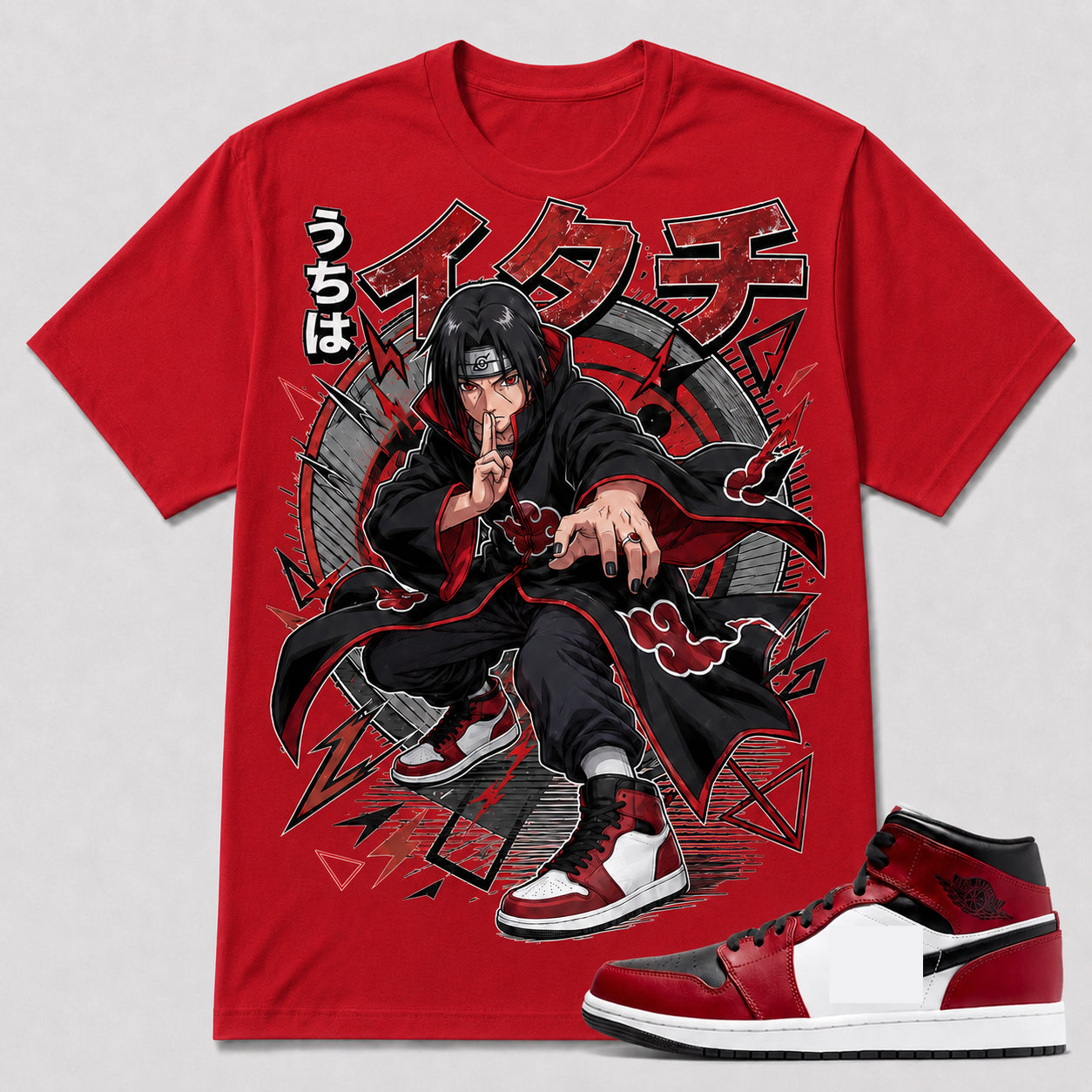 ITACHI AKATSUKI Shirt To Match AJ 1 MID , AJ 1 Matching Shirt
