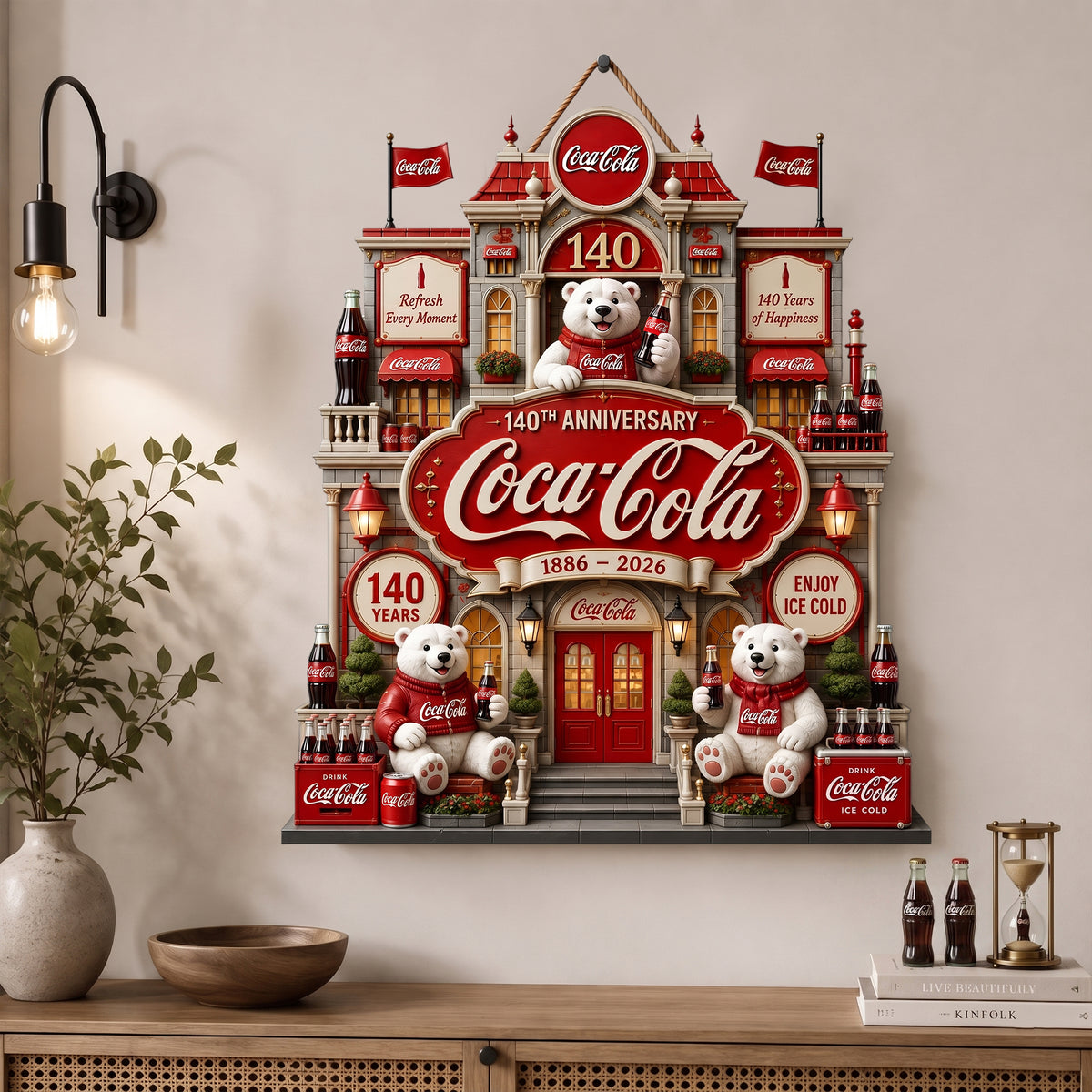 Personalized Cola 140th Anniversary Door Sign – Custom Name Wooden Room Decor