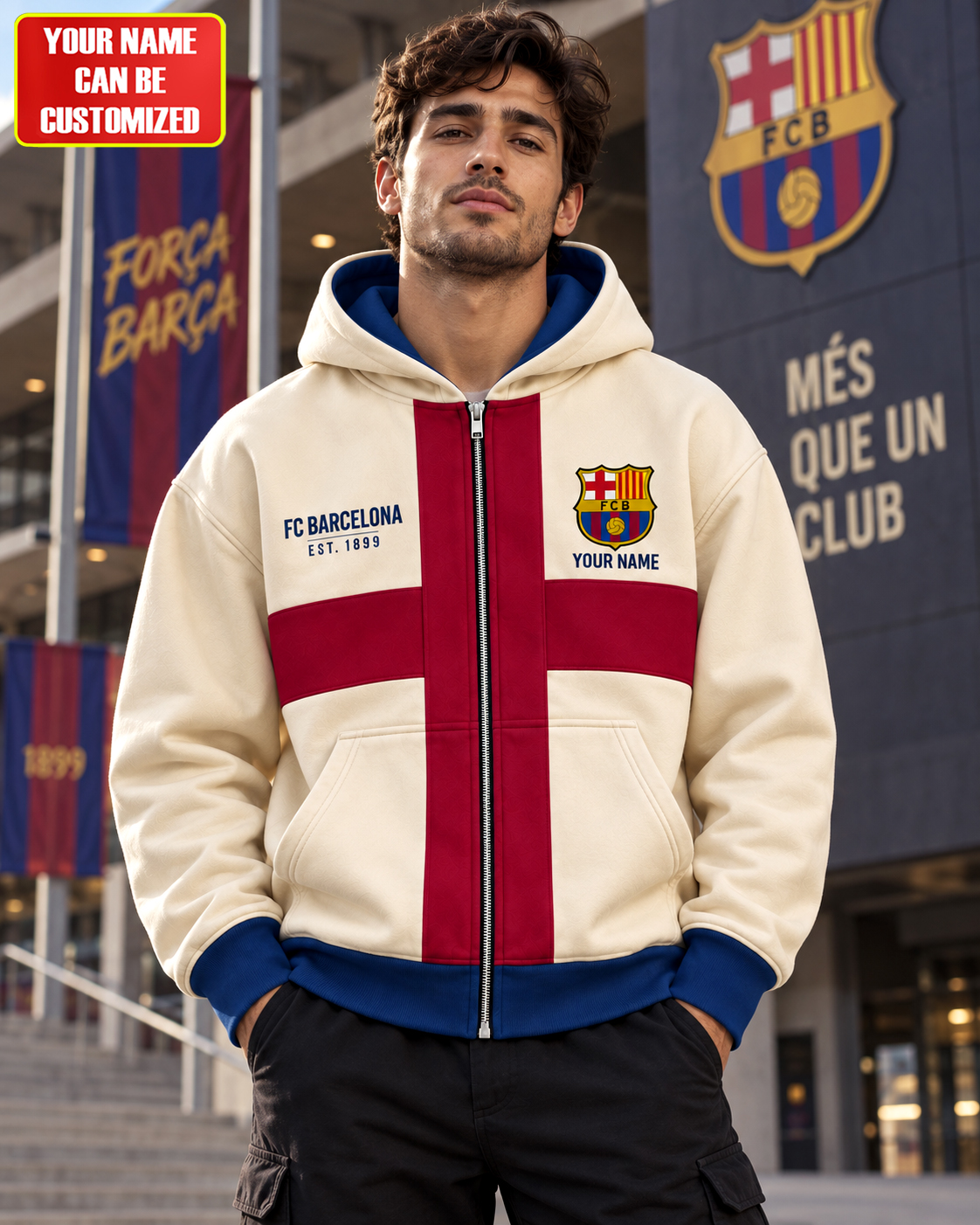 Barca Zip Hoodie , Personalized Barca EST. 1899 Zip Hoodie