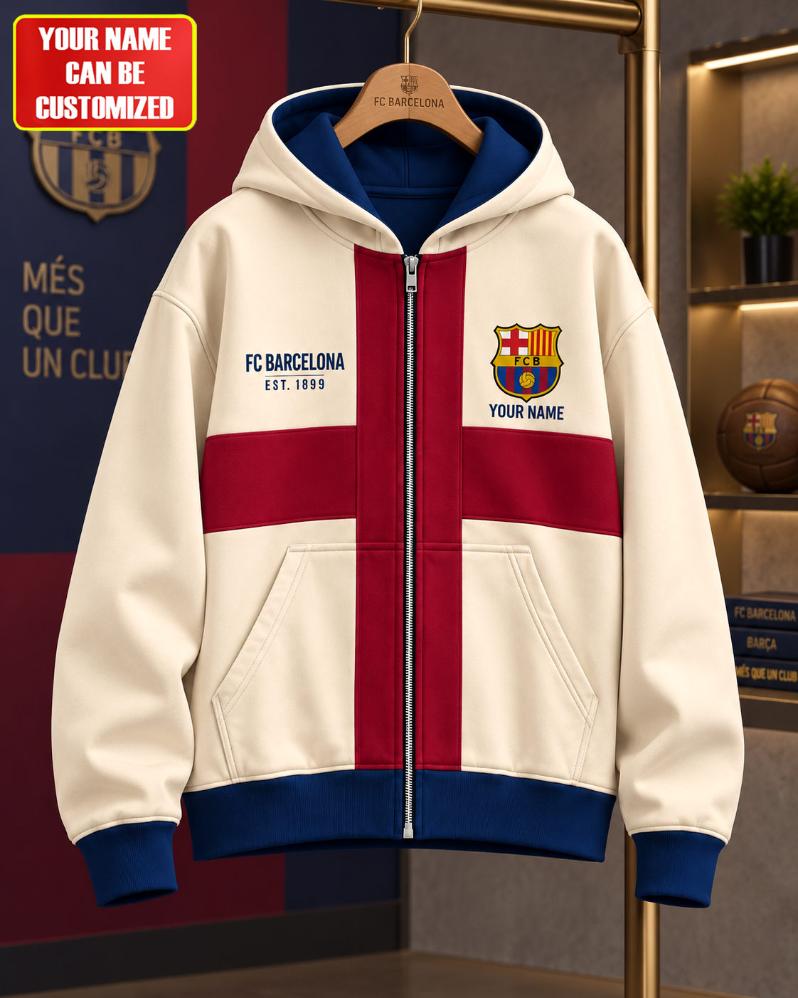 Barca Zip Hoodie , Personalized Barca EST. 1899 Zip Hoodie