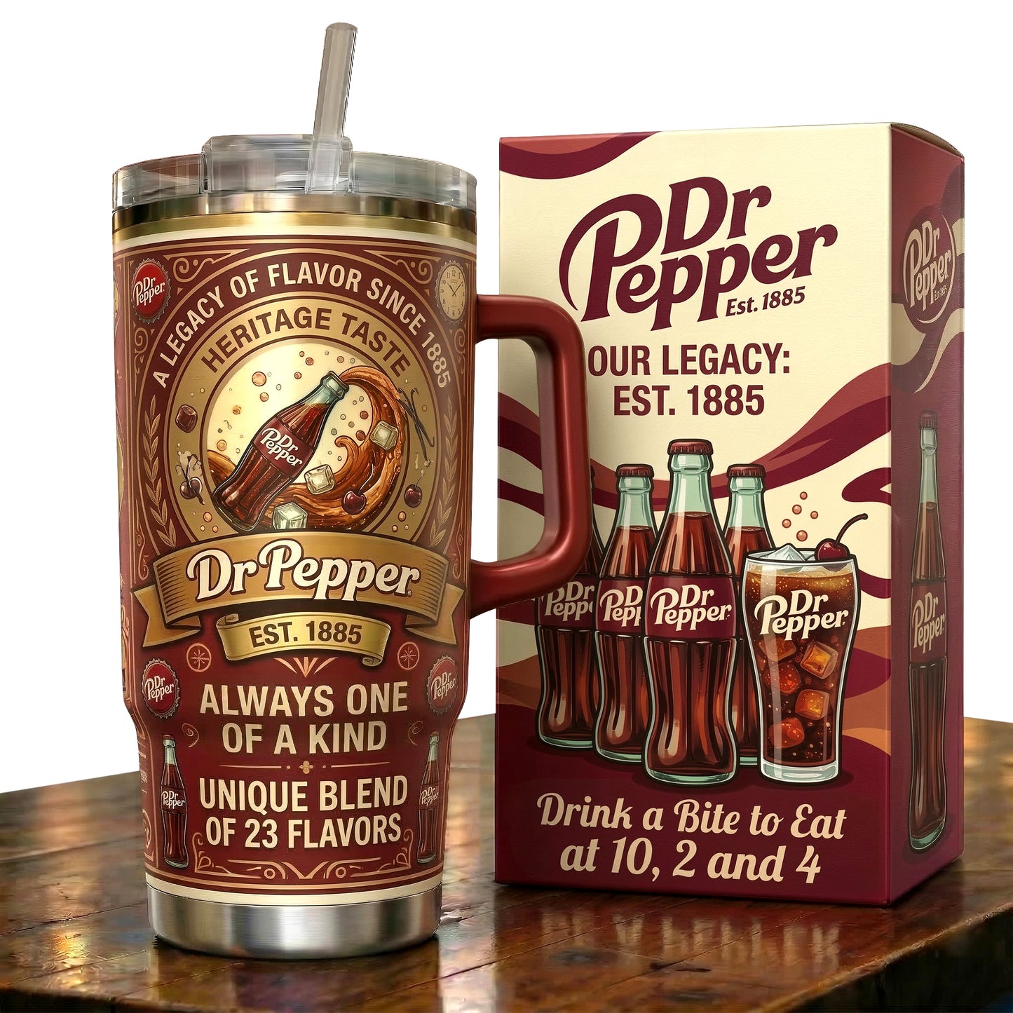 Dr Pepper EST. 1885 Insulated Tumbler 30oz V2 , Dr Pepper Tumbler 40oz