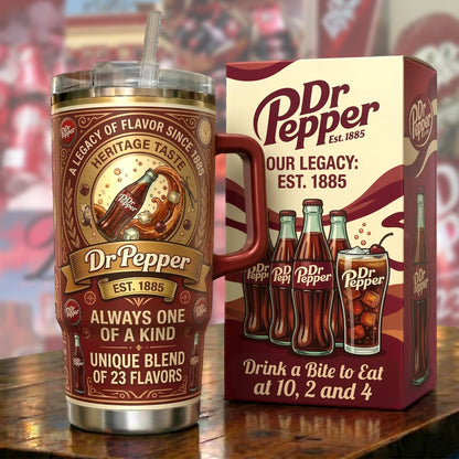 Dr Pepper EST. 1885 Insulated Tumbler 30oz V2 , Dr Pepper Tumbler 40oz