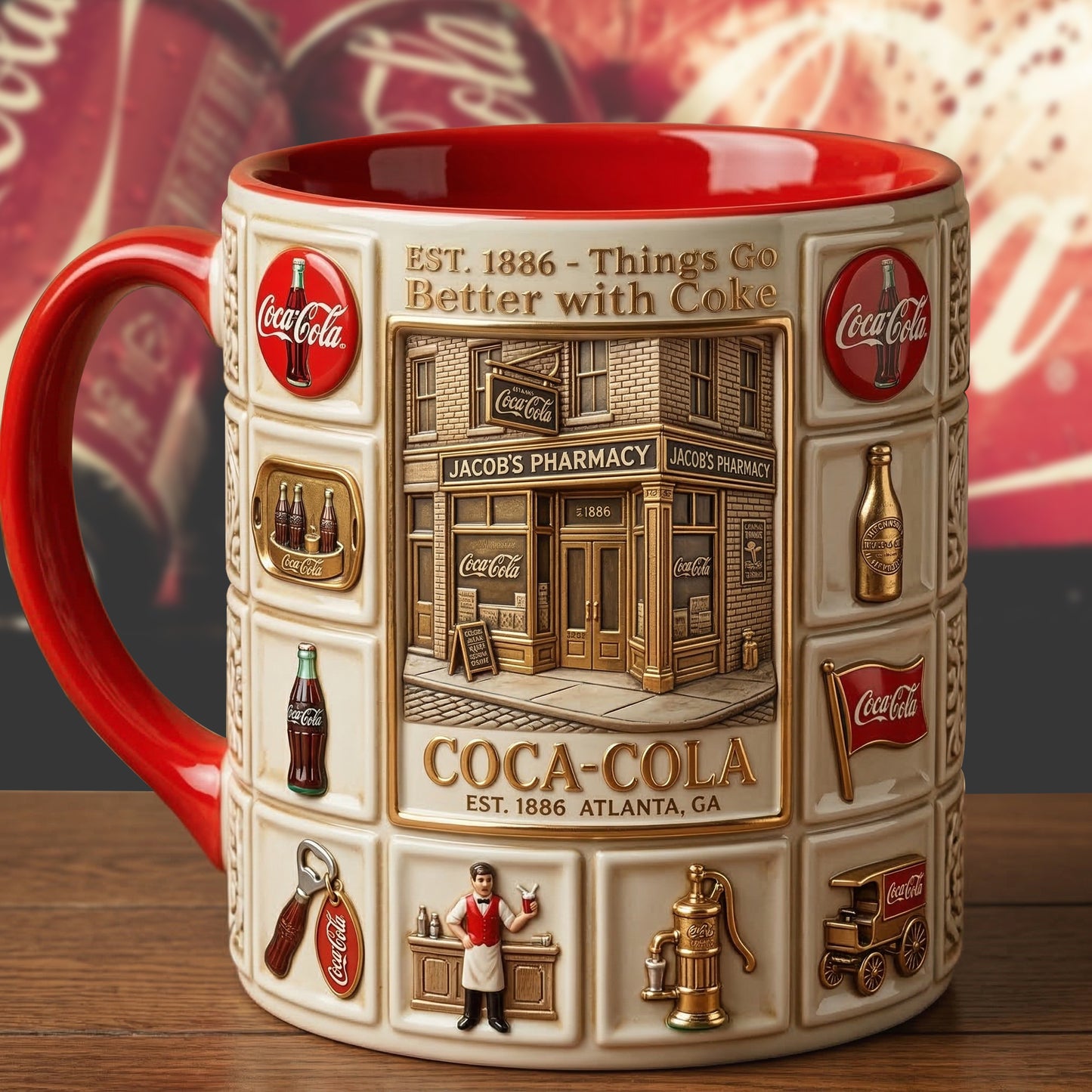 Cola EST. 1886 Accent Mug V2, Cream Mug Gifts , Holiday Gifts
