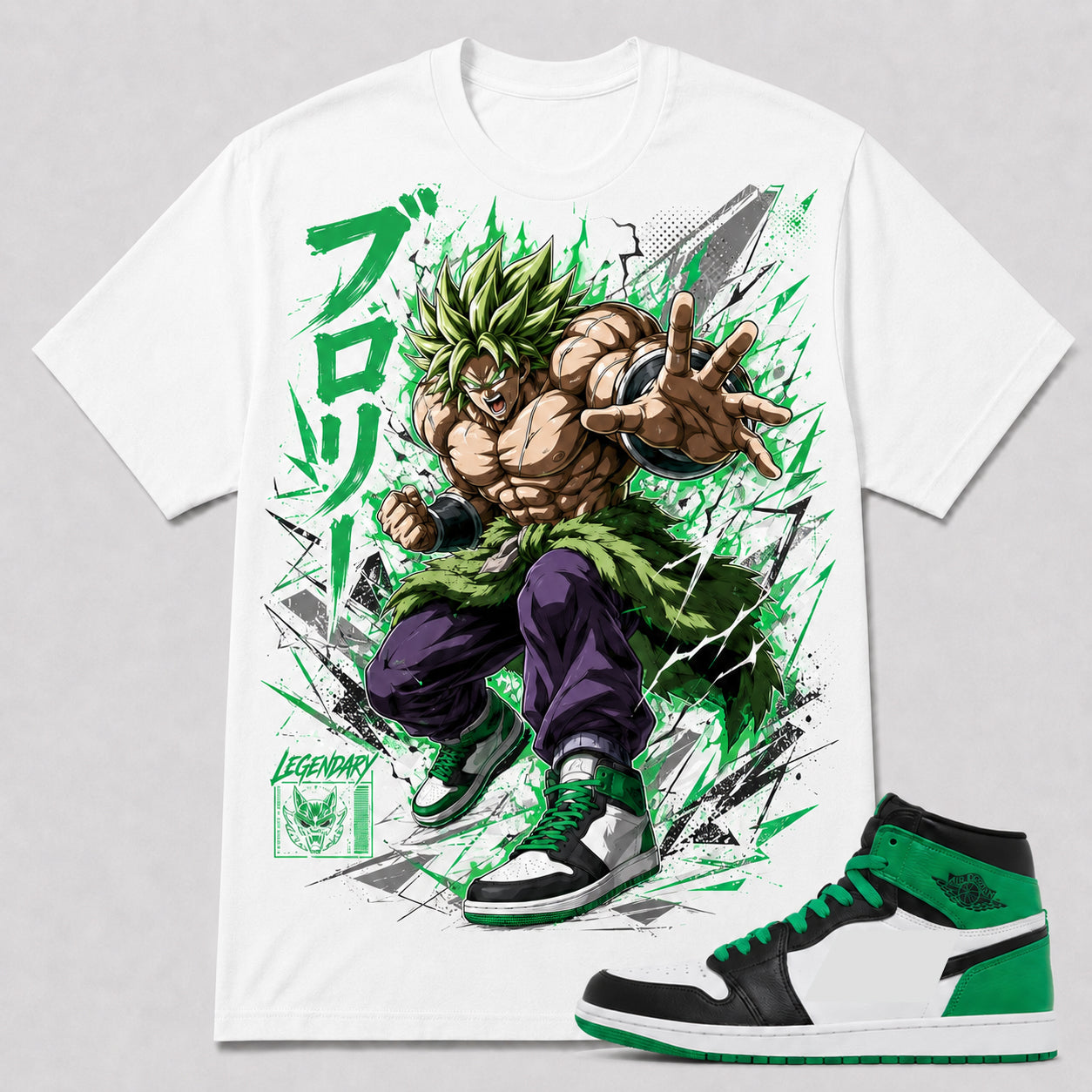 "BROLY" Shirt To Match AJ 1 Retro High OG ‘Lucky Green’, AJ 1 Matching Shirt
